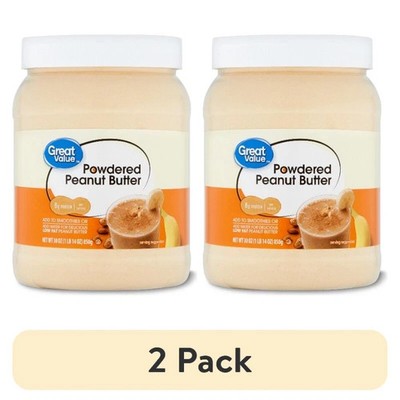 (2 pack) New Great Value, Gluten-Free Powdered Peanut Butter, 30 oz