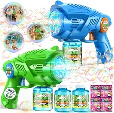 Bubble Gun Machine for Kids 4-8: 2-Pack Automatic Bubble Guns with 2 Bottles Ref