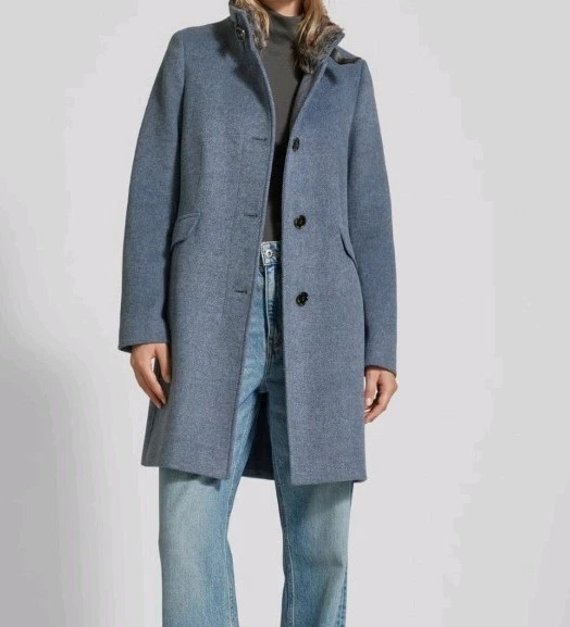 Mantel mit Stehkragen in dunkelblau melange - Bild 2 von 4