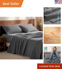 Hypoallergenic Full Flannel Sheet Set - 100 Cotton, Deep Pocket, Elegant Grey