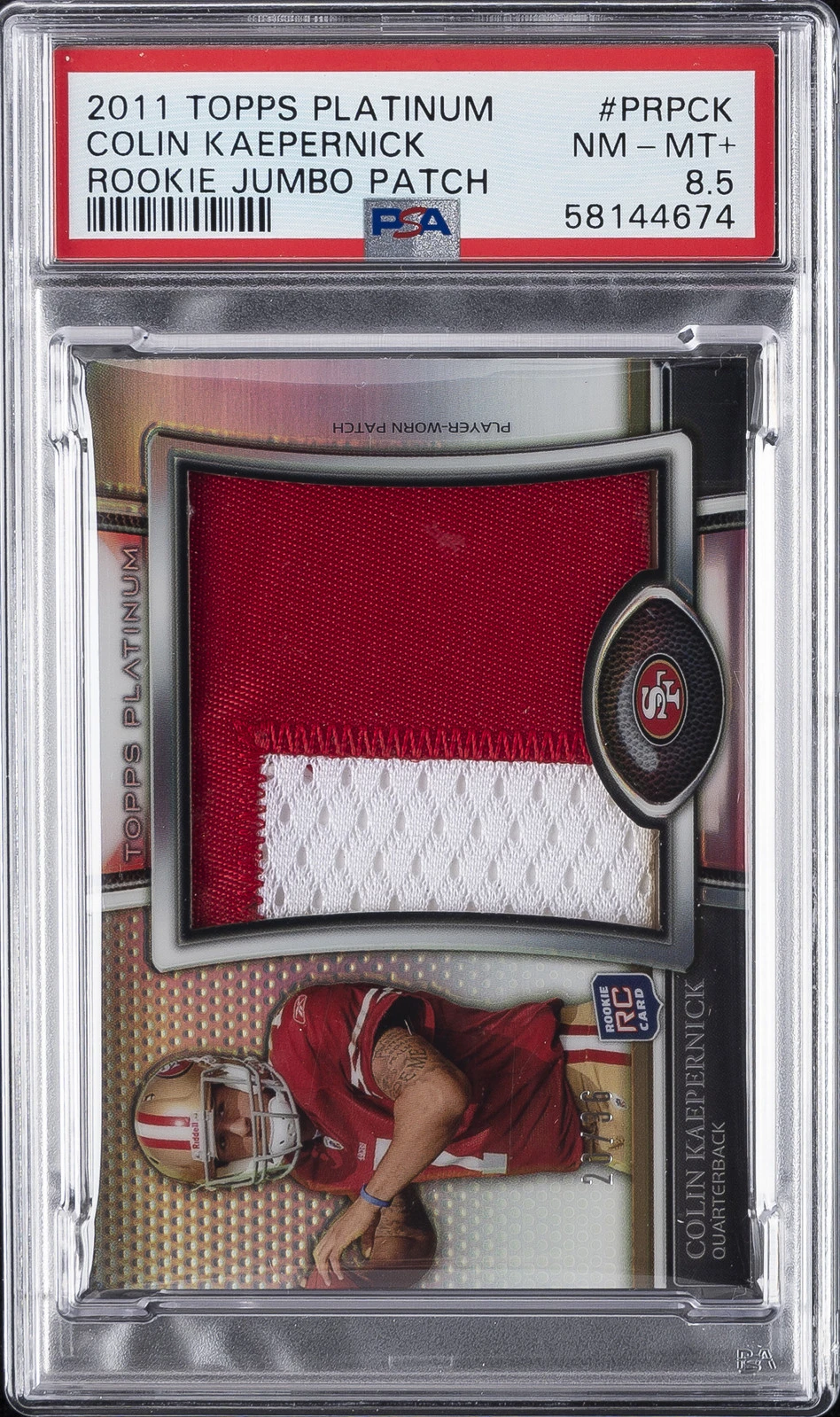Colin Kaepernick Topps Platinum Rookie Jumbo Patch #PRPCK Base
