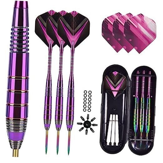  Darts Metal Tip Set 3 Aluminum Shaft Metal Dart Set Professional purple A
