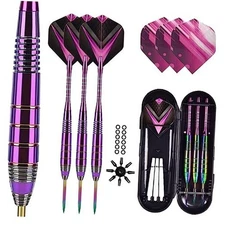  Darts Metal Tip Set 3 Aluminum Shaft Metal Dart Set Professional purple A