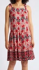 BeachLunchLounge Skylar Paisley Floral Sundress Coral Red Womens Medium