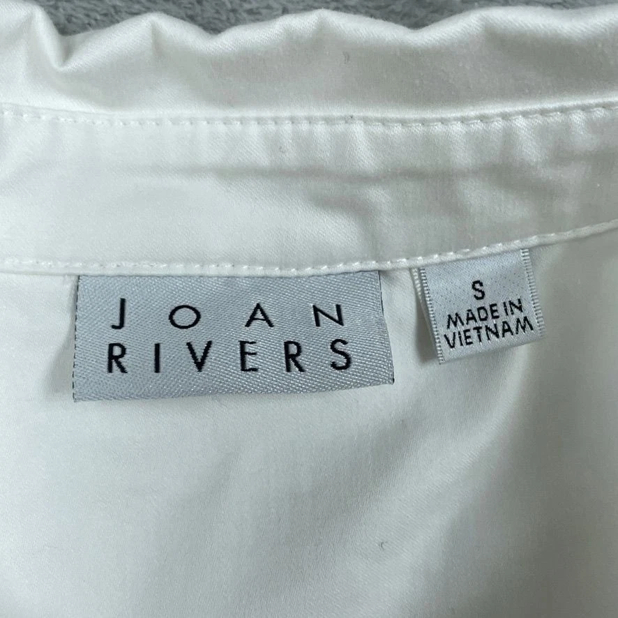 Camisa Joan Rivers Pequeña Blanca Con Botones Mangas 3/4 Mezcla Algodón a0569 Foto 2 de 4