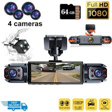 Dash Cam 360  Front Rear Inside Dash Cam FHD 1080P 4 Channel Car Camera  64GB