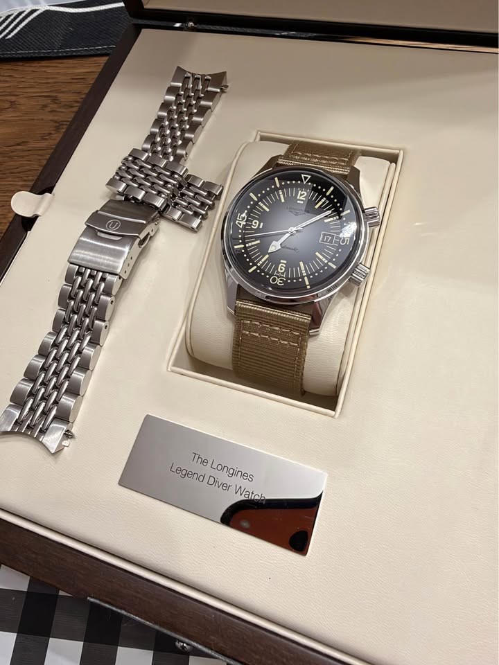 Longines Legend Diver Men's Beige/Black Watch FULL SET L3.774.4.30.2