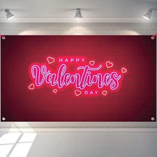 KatchOn, Happy Valentines Day Banner - XtraLarge 72x44 Inch | Neon Red, 
