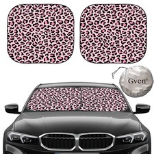 Gven Windshield Sun Shade 2pcs with Bonus Pink Car Sunshade for Front Window ...