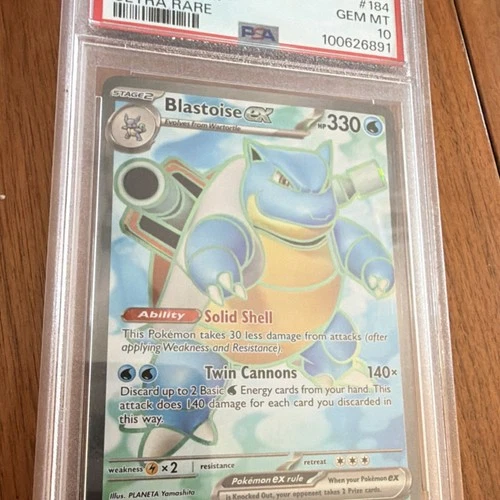 Pokémon Blastoise ex Ultra Rare Holo Sv 151 184/165 English PSA 10