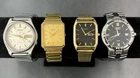 Seiko & Citizen Lot Of 4 Mens Vintage Quartz Watches, Analog, Day Date + More