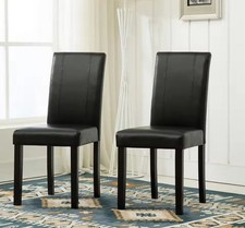 Set of 2 Faux Leather Dining Chairs Roll Top Scroll High Back home restaurants