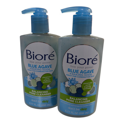 2 x Biore Blue Agave Cleanser with Baking Soda   6.77 fl  oz - Discontinued