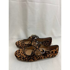 A New Day Womens Leopard Print Mary Jane Flats Brown Animal Print Buckle Shoes