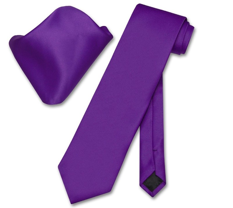 Vesuvio Napoli Solid PURPLE INDIGO Color NeckTie Handkerchief Mens Neck Tie Set