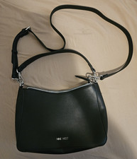 Nine West Black Bag 2 Zip Closures Silver Hardware Use Long Strap Or Hand Strap
