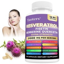 Resveratrol 14 IN 1 Supplement - Brain,Heart,Blood Circulation,120pcs x 5 Bottle