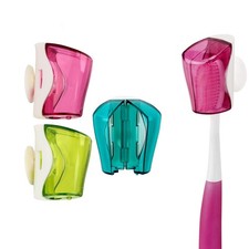 Toothbrush Holder Case with Suction Cup, 3 Pcs Wall Toothbrush Holder with Co...