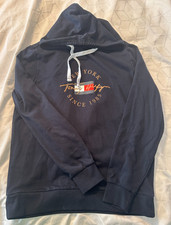 TOMMY HILFIGER PULLOVER HOODIE NEW YORK SINCE 1985 SIZE S/P DARK BLUE