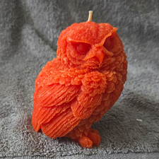 Orange Owl Animal-Shaped Wax Candle, Unscented, Decorative, Standard Wick, 1