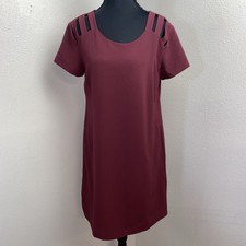 NWT Charming Charlie Pullover Dress Women's Small Wine Shoulder Cut Out detail