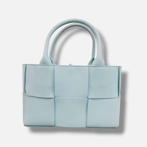 Bottega Veneta Women Blue Arco Woven Leather Handbag Pouch Shoulder Tote Bag