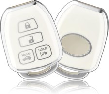Key Fob Cover, Car Key Case for Corolla 2014-2019, Camry 2014-2017 Silver White
