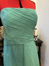 NWTO Monsoon Soft Green Silk Strapless Estelle Maxi Dress Sz 16 ethereal party