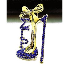 Sigma Gamma Rho Brooch Shoe High Heel Blue & Gold