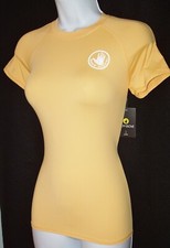 BODY GLOVE SMOOTHIES IN MOTION RASHGUARD LOGO TOP SUNDREAM VERY STRETCHY XS NWT