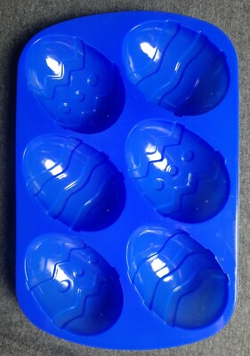 iHomeCooker Silicone 6 Slot Easter Egg Bakeware Mold Blue New In Package