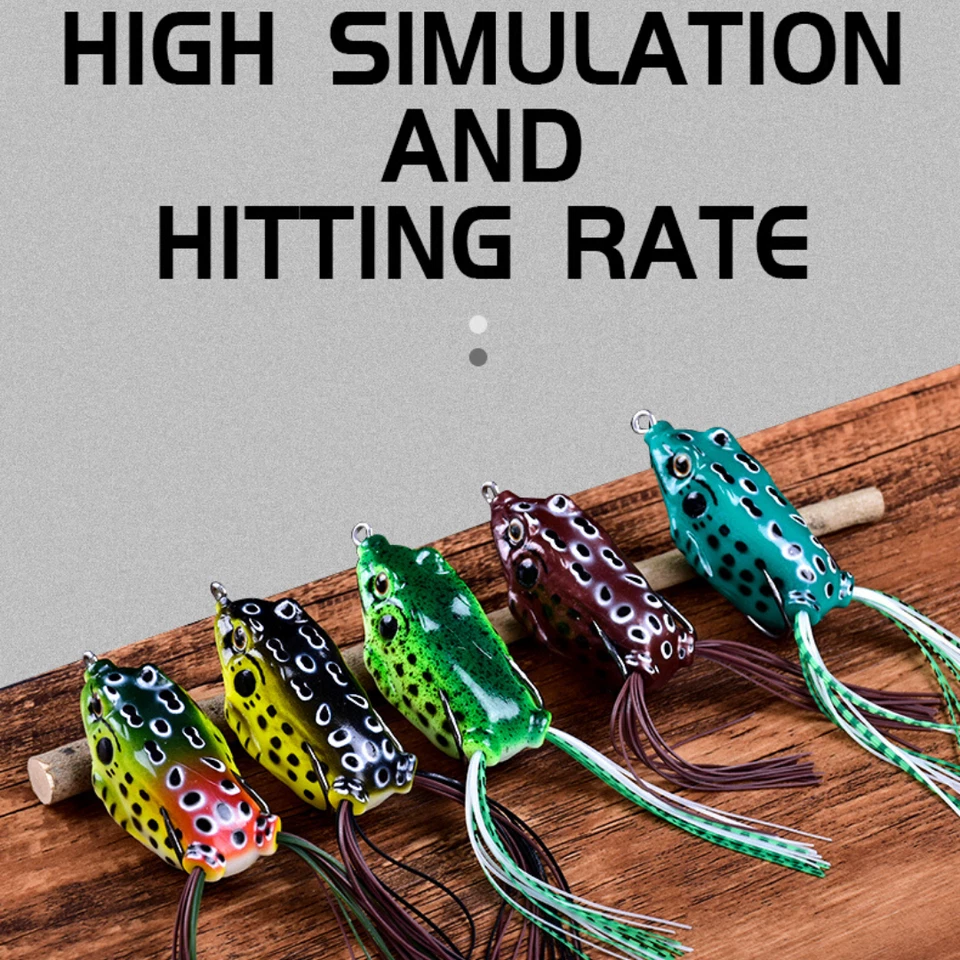 5x High Quality Fishing Lures Frog Topwater+BOX Bass Bait Tackle Great GIFT Idea - Image 2 of 4