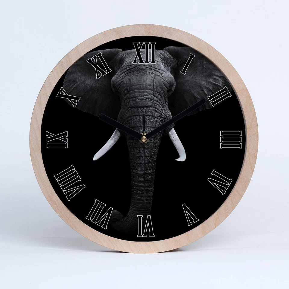Estampado Silencio Relojes de Pared de Madera Rústica fi 25 cm elefante africano - Imagen 1 de 4