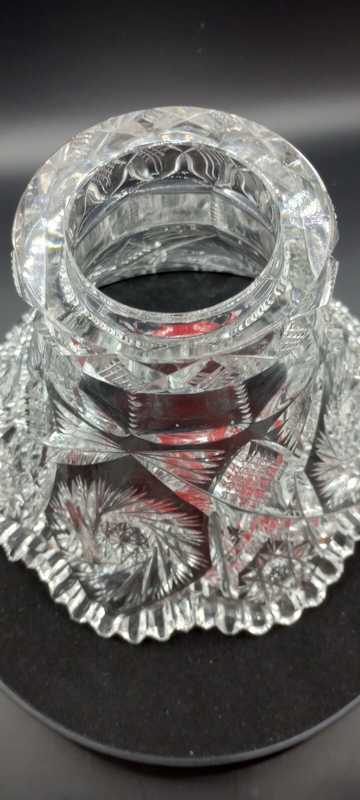 Antique American Brilliant Period Cut Glass Punch Bowl**BASE ONLY** 4-7/8" hi.  