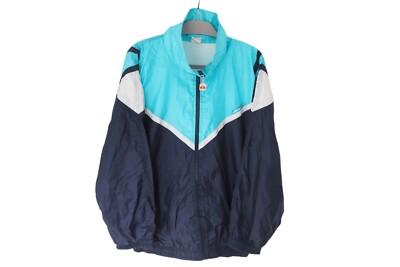 Vintage ELLESSE Track Jacket Full Zip Size XL blue 90s made in Italy