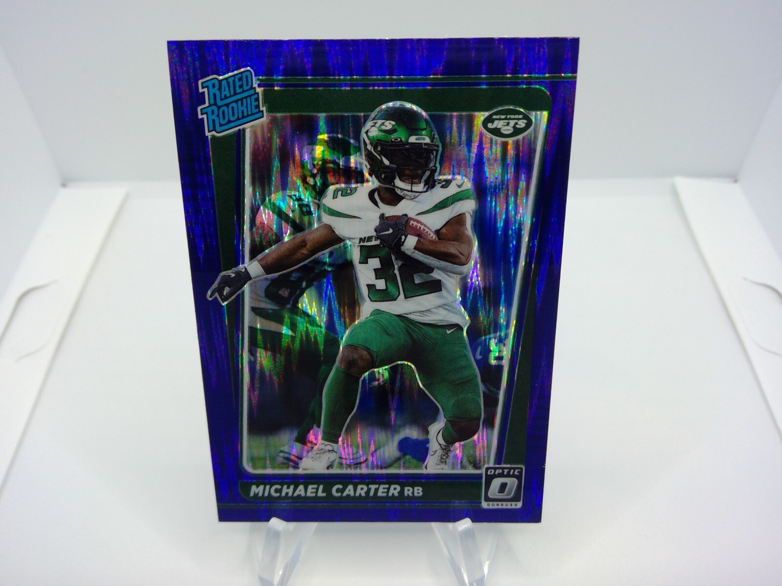 2021 Panini Donruss Optic Michael Carter Rated Rookie Purple Shock Prizm #235