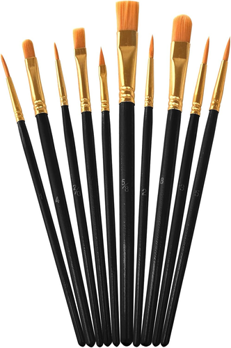 Paint Brushes Set,10 Pack Nylon Hair Paint Brushes for Acrylic Painting, Craft P