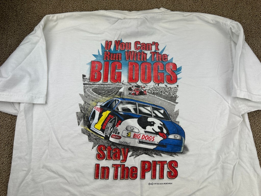 Big Dogs Shirt NASCAR Racing Race car Sportswear Whit… Gem