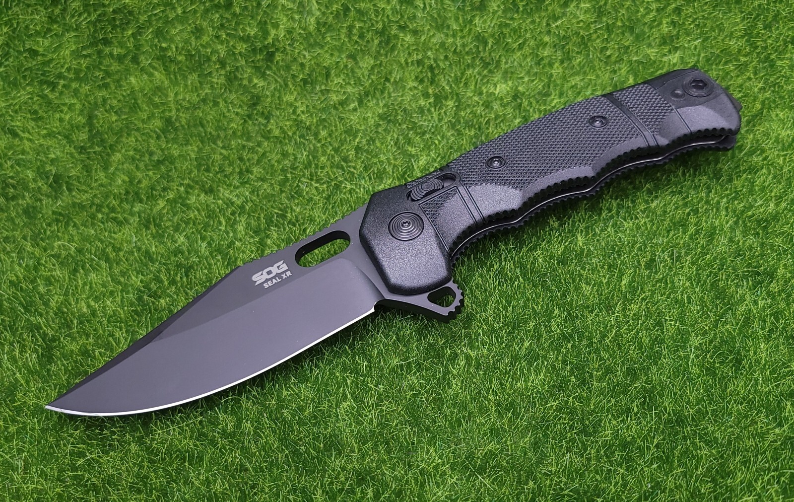 SOG Seal XR 3.9" Folding Knife Clip Point, Black GRN S35VN Stainless 12