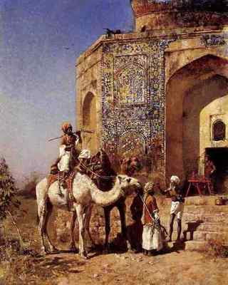 Blechschild Weeks Edwin alte blau geflieste Moschee außerhalb von Delhi Indien A4 12x8 Alaun