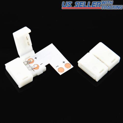 5x 8mm 90-Degree Right Angle L-Shape LED Strip Solderless Coupler Connector 3528 - Foto 1 di 3