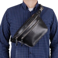 Leather Belt Bag - Genuine Waist Bag - Fanny Pack - for Man Woman brown