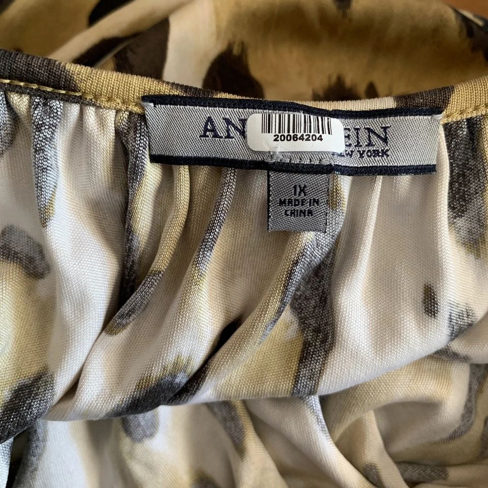 Blusa Anne Klein feminina de seda plus size 1X multicolorida estampa animal - Imagem 4 de 4