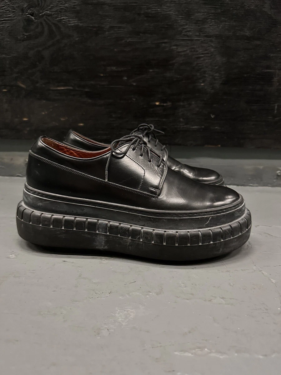 Acne Studios Black Hover Platform Derby Leather Shoes