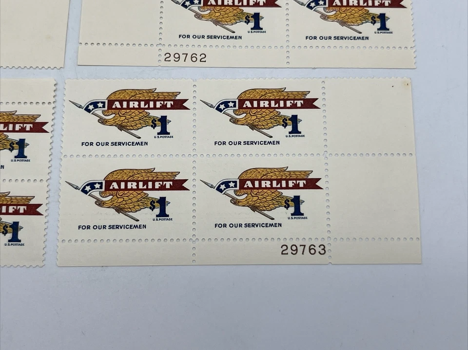 Scott #1341 $1 Airlift 4 Plate Blocks MNH 16 Stamps $16.00 FV - Image 3 of 4