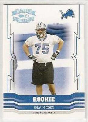 Shaun Cody Detroit Lions USC 2005 Throwback Threads RC SILVER 5/99