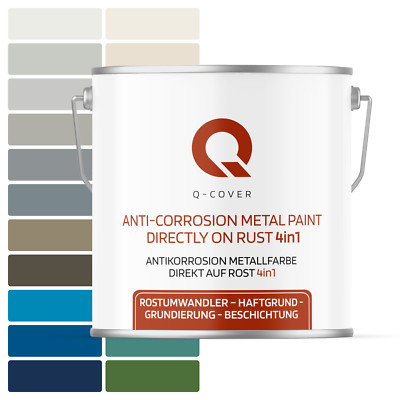 Q-COVER Antikorrosion Metallfarbe Rostschutz Direkt auf Rost 4in1 Satin 1-5L