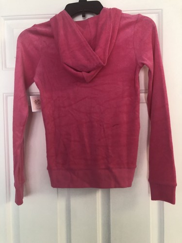 NEW JUICY COUTURE Girls Sz 12 Terry Shocking Pink Robertson Track Hood Jacket - Picture 2 of 6
