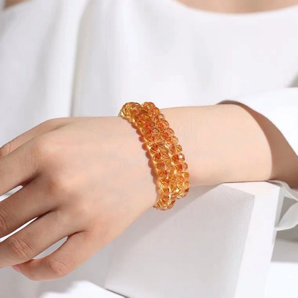 AAAAA Natural Yellow Citrine Quartz Crystal Gemstone ONE Bracelet good luck - Image 3 of 4