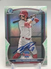 2023 Bowman BCP-89 1st Nikau Pouaka- Grego Phillies LUNAR Glow REFRACTOR Signed